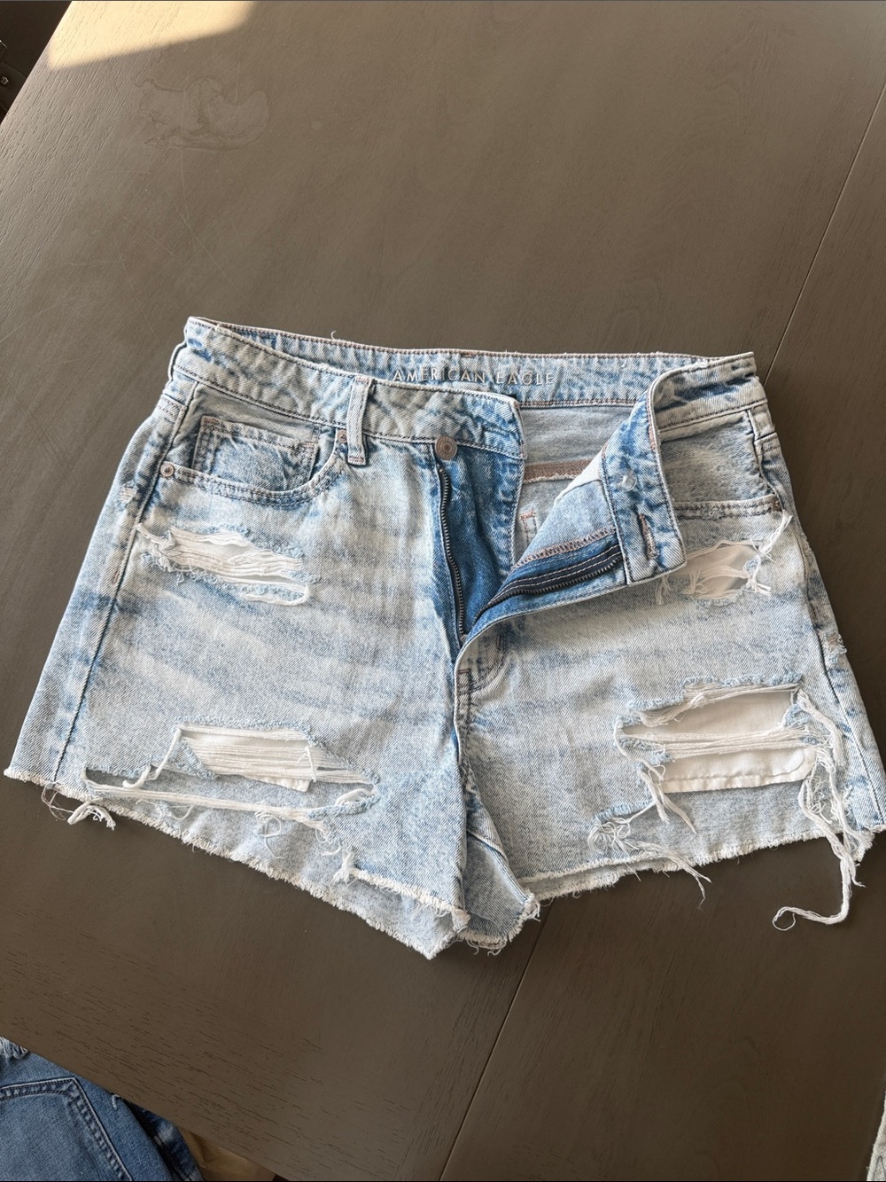 American Eagle Outfitters Distressed Light Blue Denim Shorts
